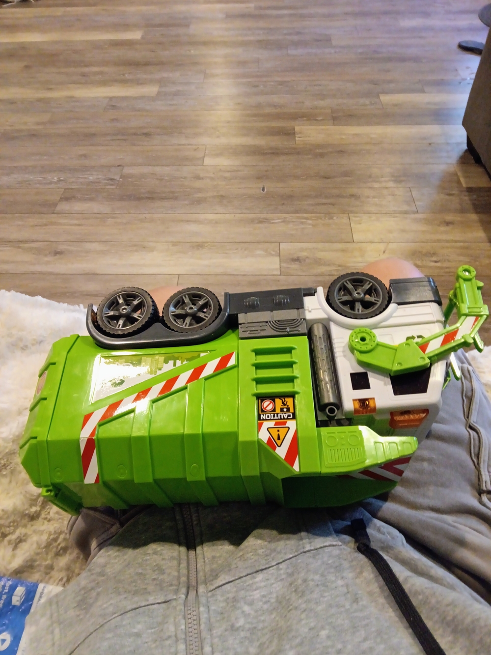 Bright Green Kids Garbage Truck Toy with Play Features